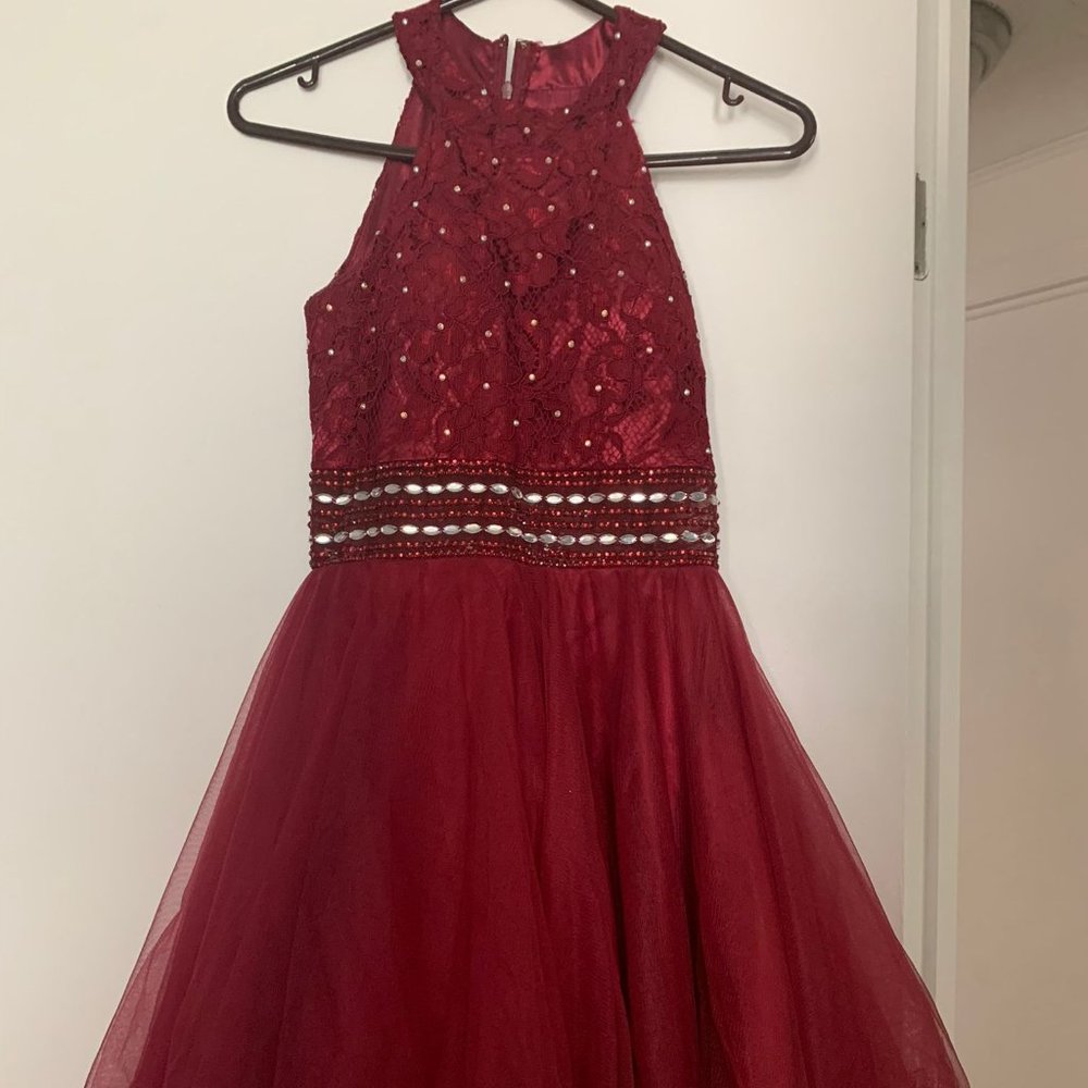 Short Tulle Dress with Silver Applique